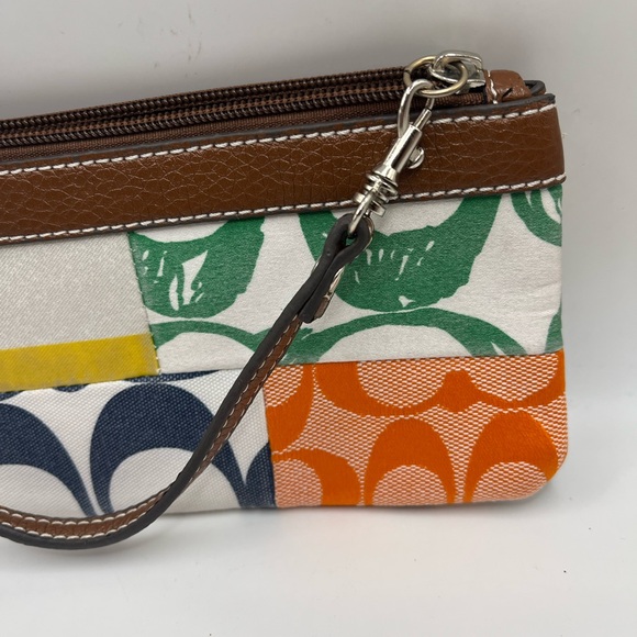 COACH Multi Fabric Stripe Signature Floral Gingham Wristlet